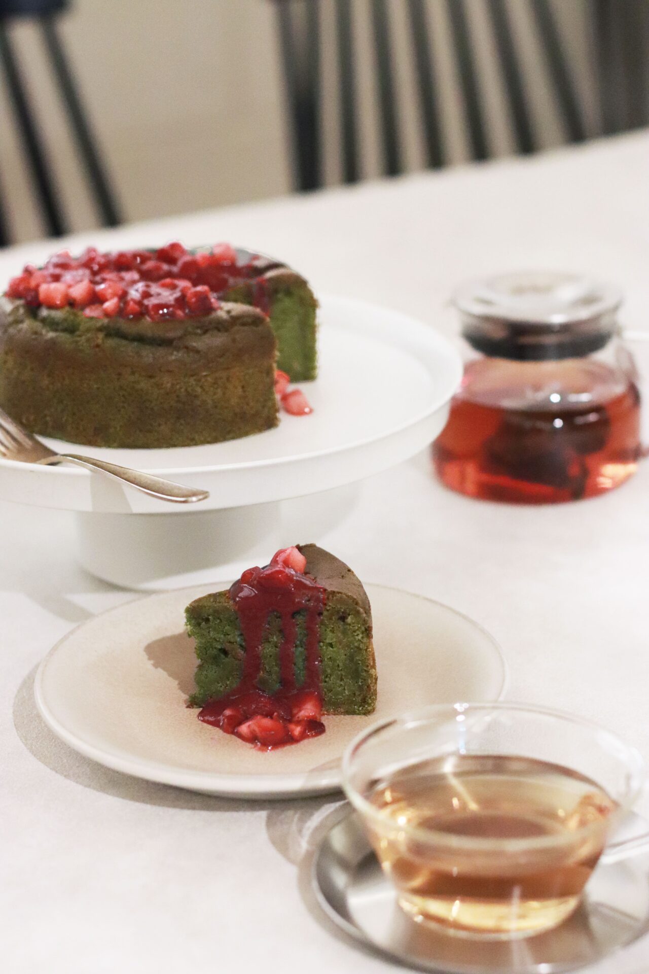 宇治抹茶とラズベリーのガトーショコラ